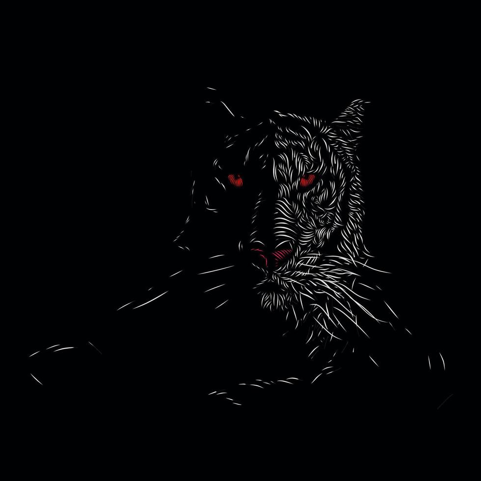 Tiger hunter silhouette line pop art potrait logo colorful design with dark background vector