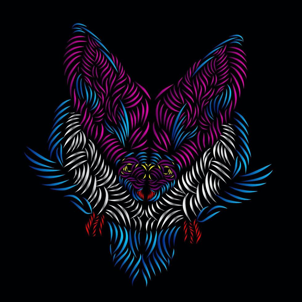the lemur fox line pop art potrait logo colorful design with dark background vector