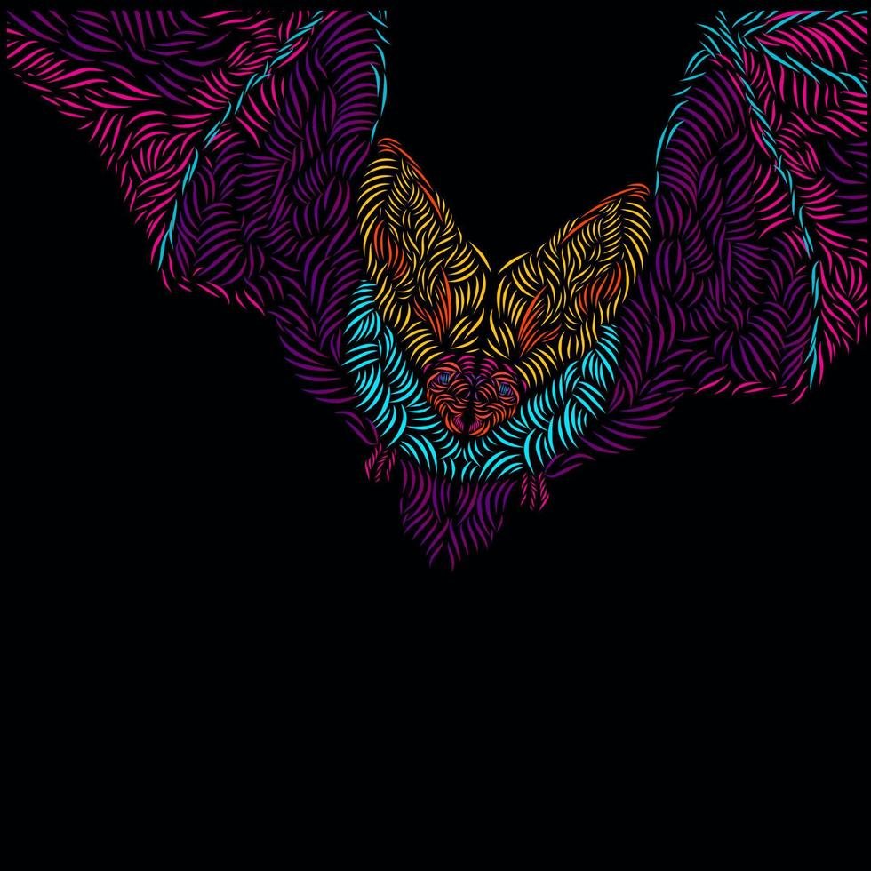bat line pop art potrait logo colorful design with dark background vector