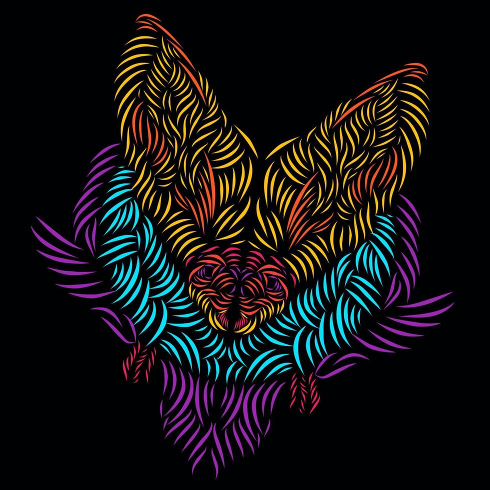 el lemur fox line pop art potrait logo diseño colorido con fondo oscuro vector