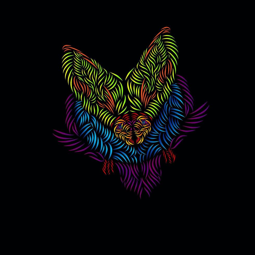 the lemur fox line pop art potrait logo colorful design with dark background vector