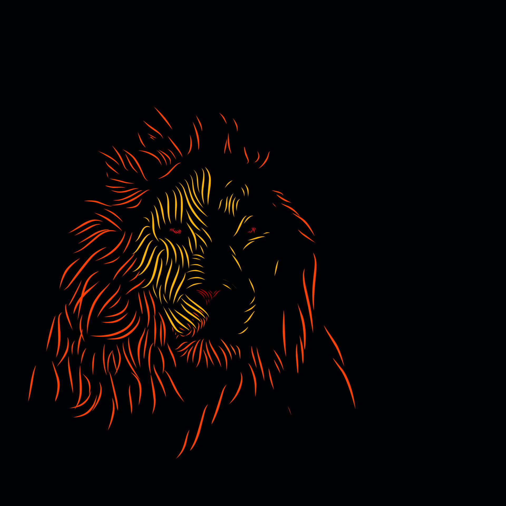 Vẻ đẹp của hình ảnh chú sư tử đầy uy lực trong hoàng hậu đêm đã được tái hiện bằng hình ảnh chân dung sư tử đen nhánh. Khung cảnh rực rỡ của đêm hoang dã càng được làm nổi bật bởi vẻ đẹp rực rỡ của thiết kế động vật hoang dã này.