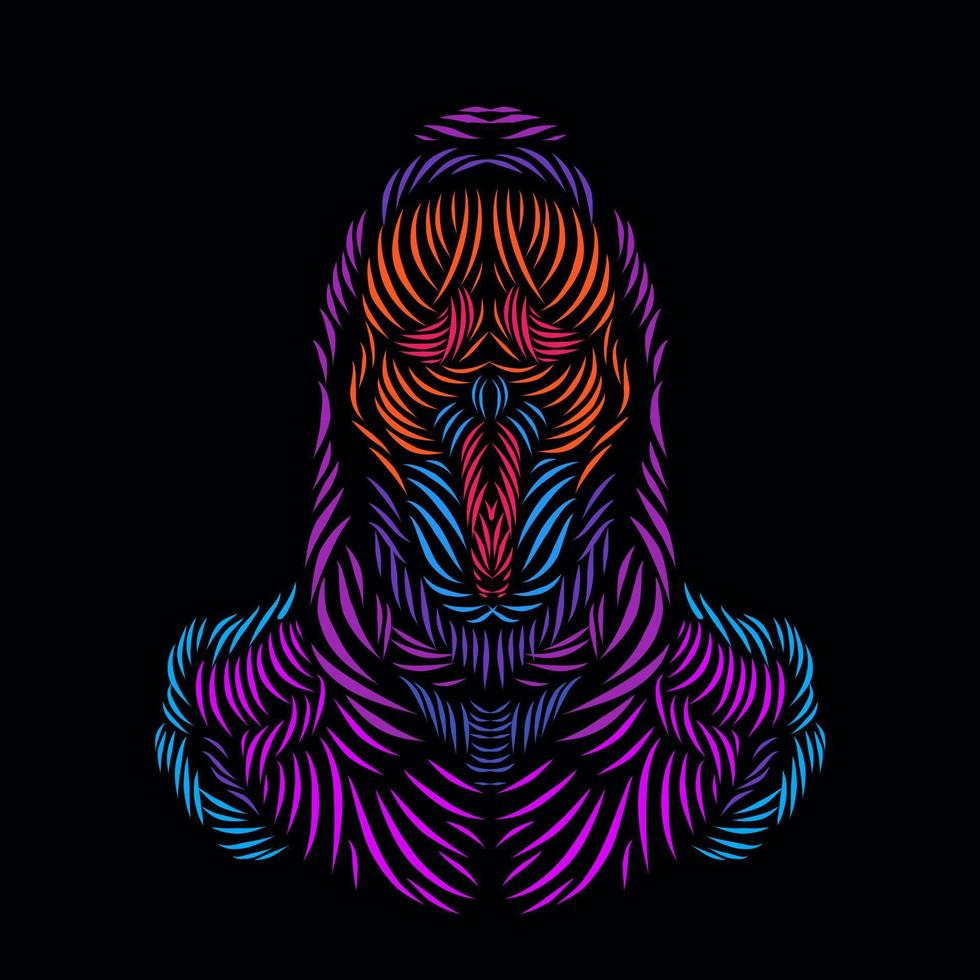 Death angel grim reaper line pop art potrait logo colorful design with dark background vector
