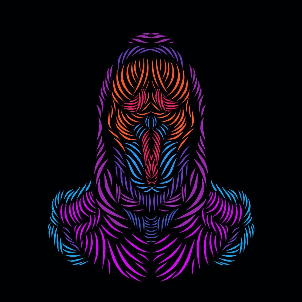 Death angel grim reaper line pop art potrait logo colorful design with dark background vector