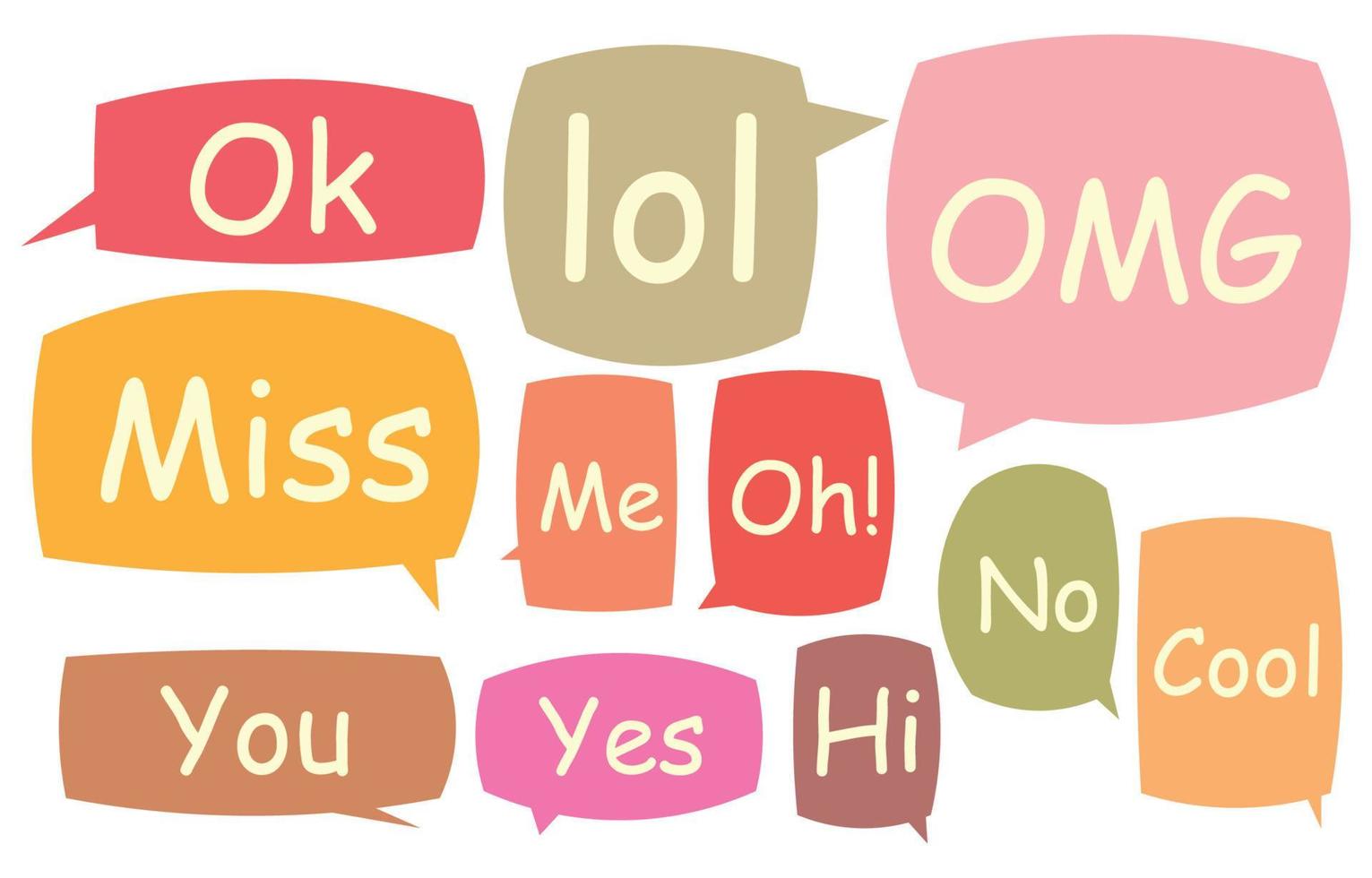 Set speech bubbles and letter on white background. chat box or chat vector square message or communication icon Cloud speaking for comics and minimal message dialog