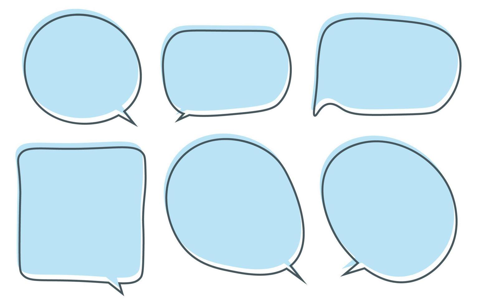 Set speech bubbles on a white background, vector speaking or talk bubble , icon chat or message , use for add text ,oval and doodle style