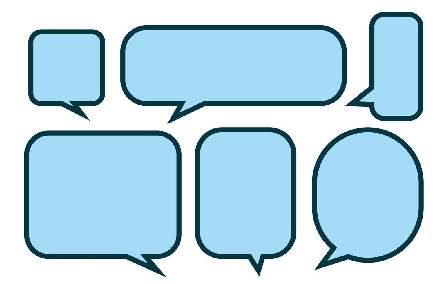 establecer burbujas de discurso sobre fondo blanco. cuadro de chat o mensaje cuadrado de vector de chat o nube de icono de comunicación que habla para cómics y diálogo de mensajes de cómics