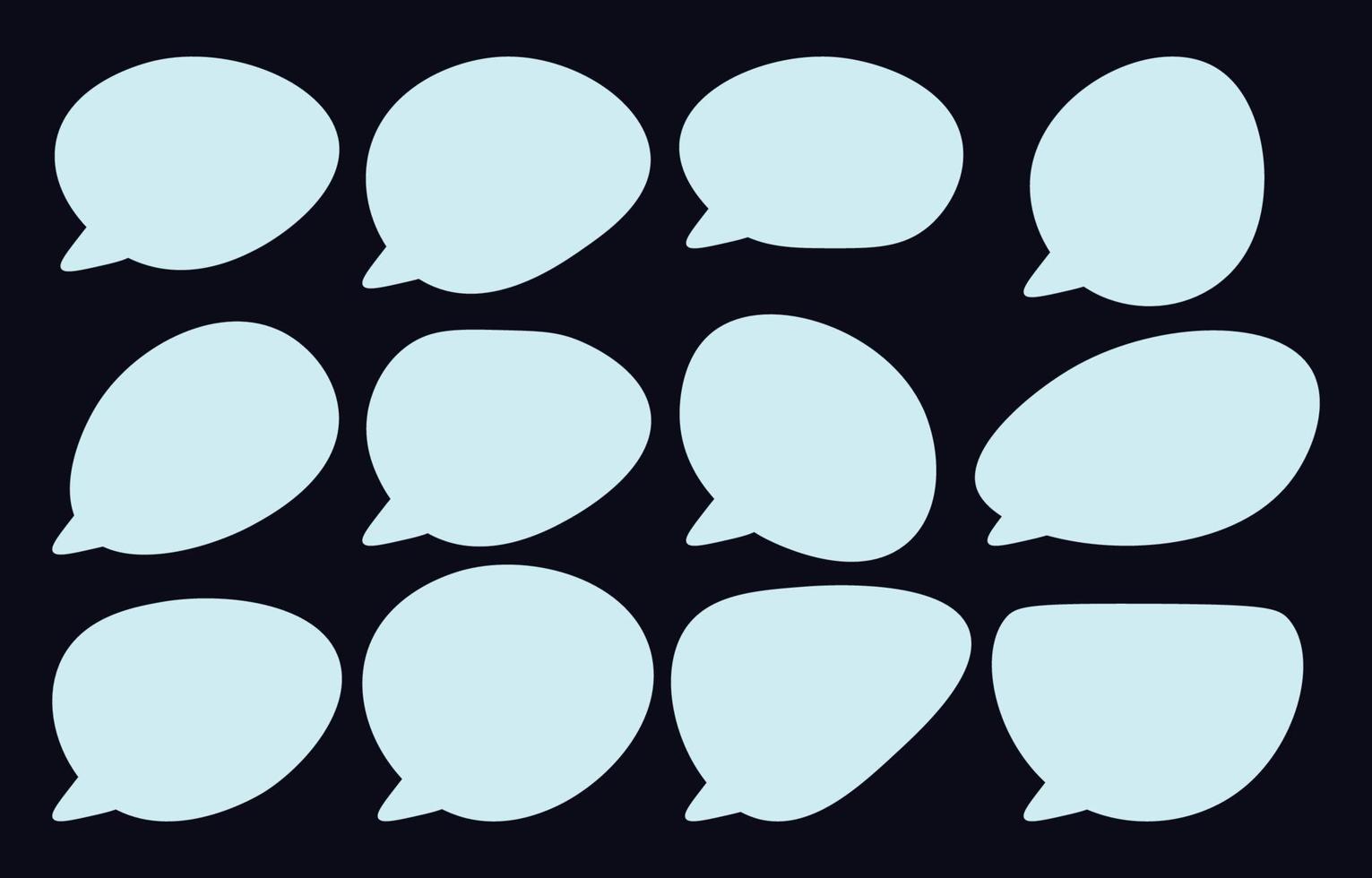 Set of doodle  speech bubbles on a dark background, vector speaking or talk bubble ,cloud icon text or communication