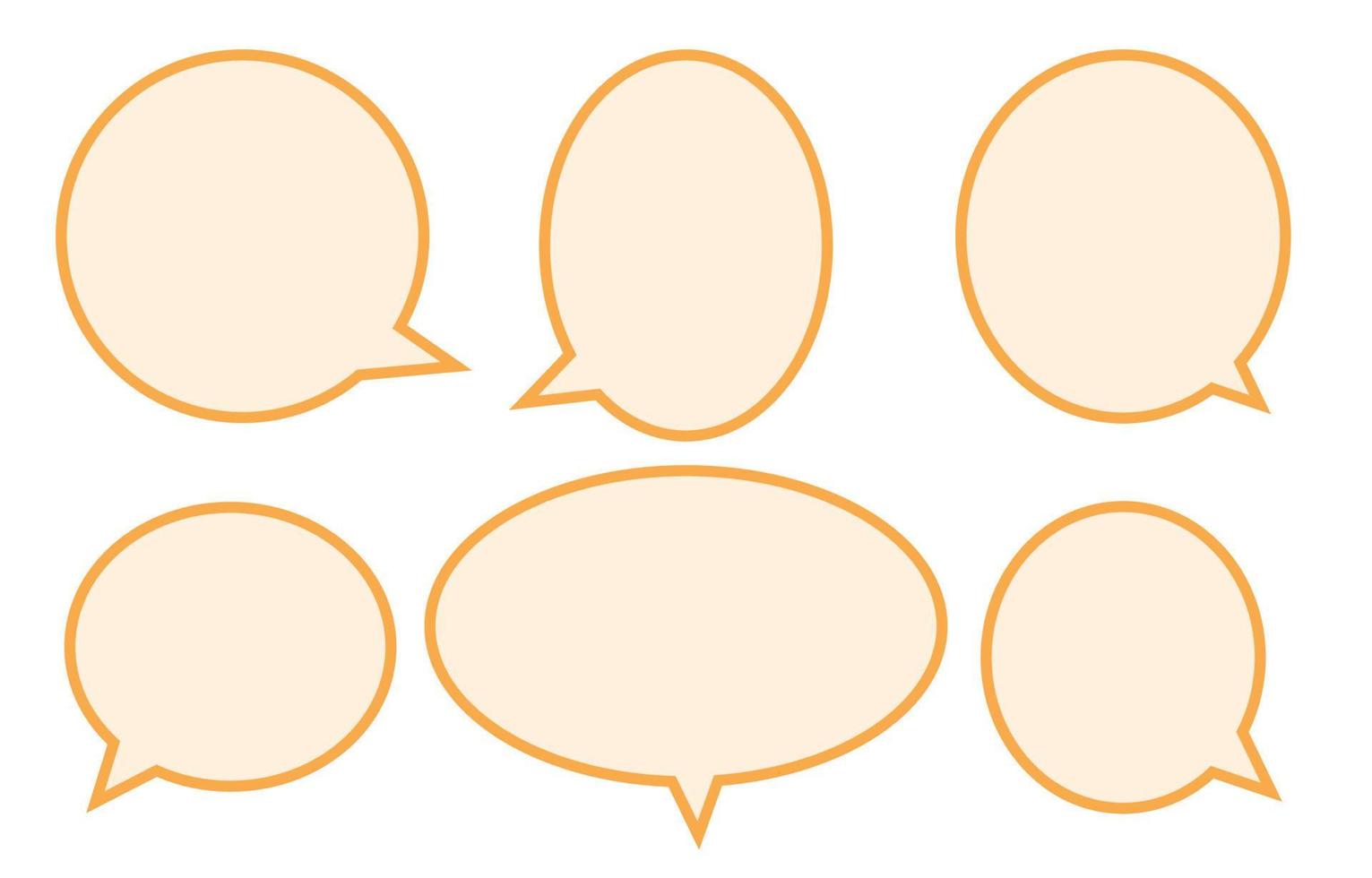 minimal orange empty speech bubbles set,outline on a white background, vector speaking or talk bubble, Doodle style