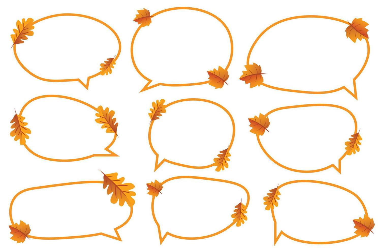 Set autumn speech bubbles on white background. chat box or chat vector doodle message with leaves or communication icon Cloud speaking for comics and  message dialog