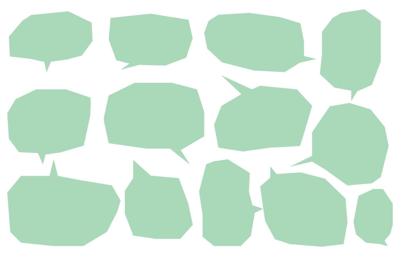 Set green speech bubbles on a white background, vector speaking or talk bubble , icon text or communication,comic doddle frame