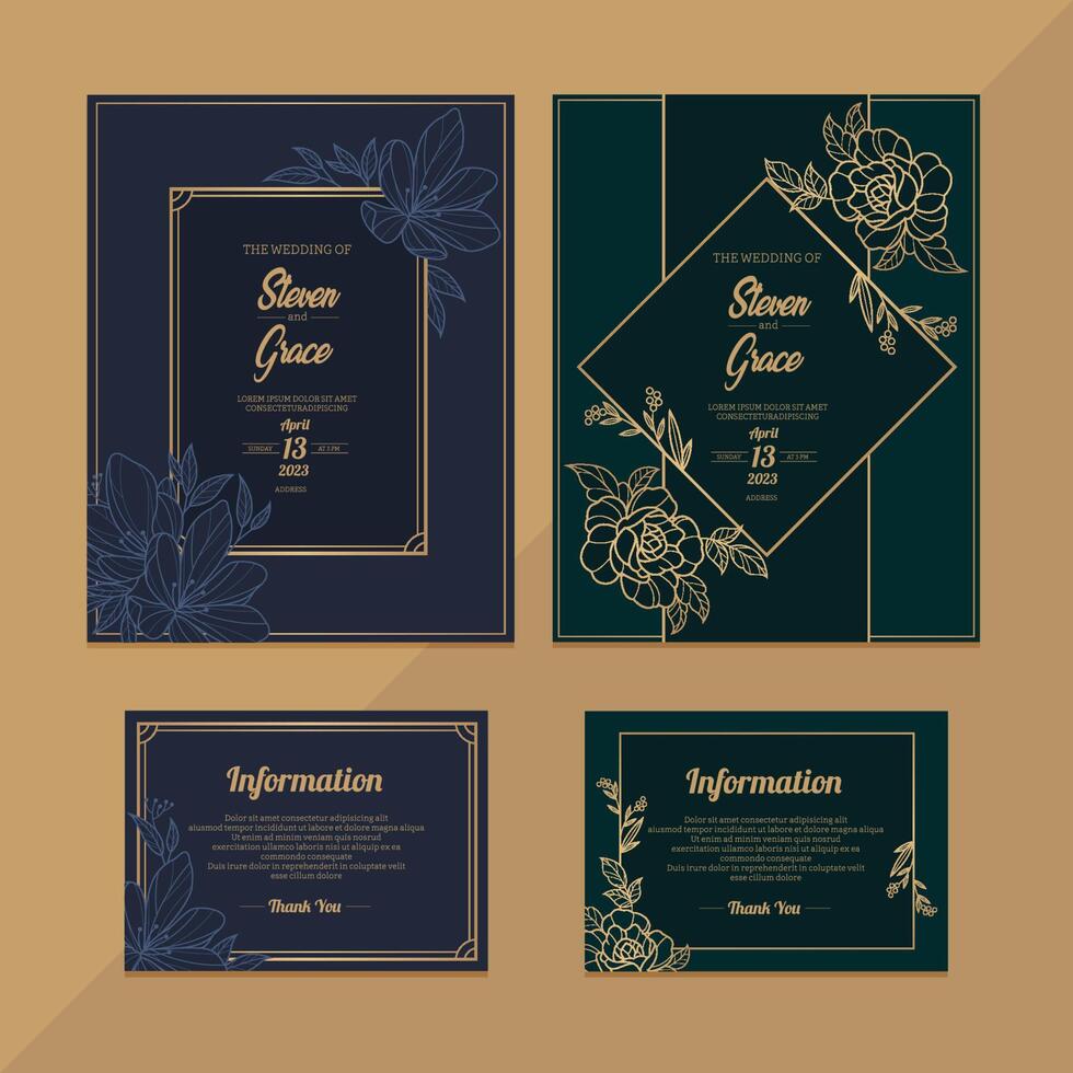 Wedding Card Invitation Template With Flower Design vector
