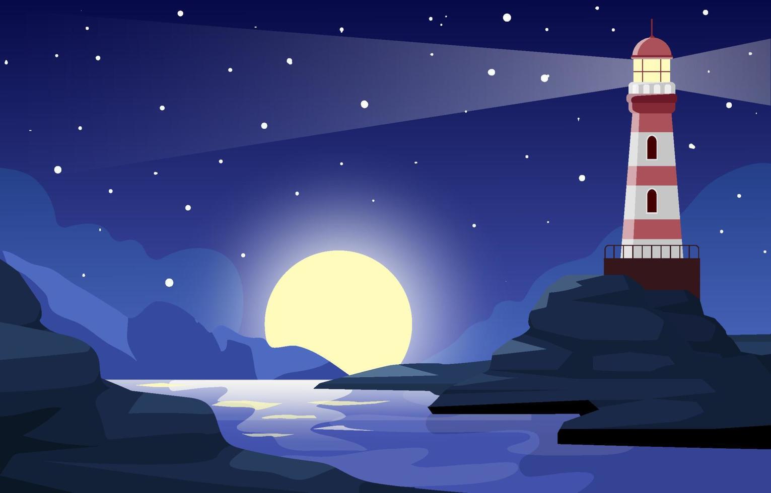 Beautiful Lighthouse on Sea Scenery vector