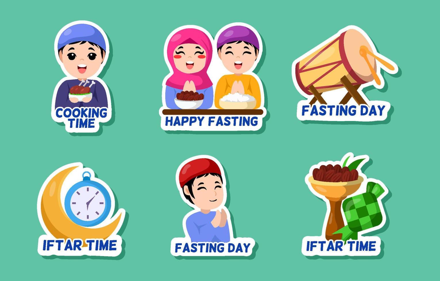 Happy Fasting Ramadan and Iftar Sticker vector