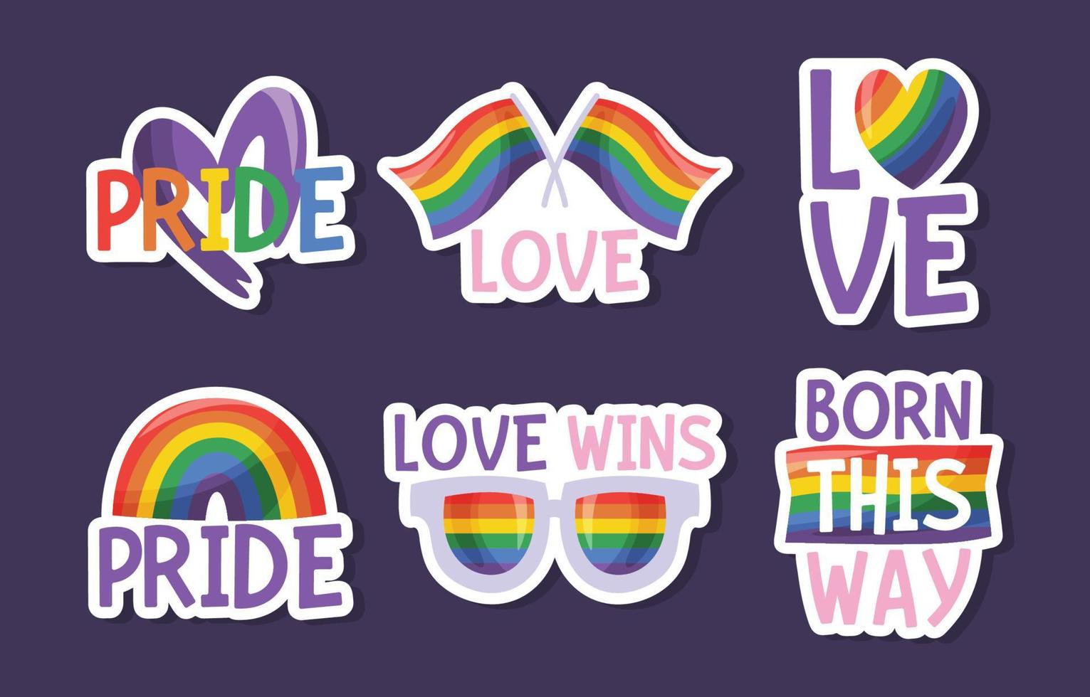 Pride Month Colorful Doodle Sticker Collection vector