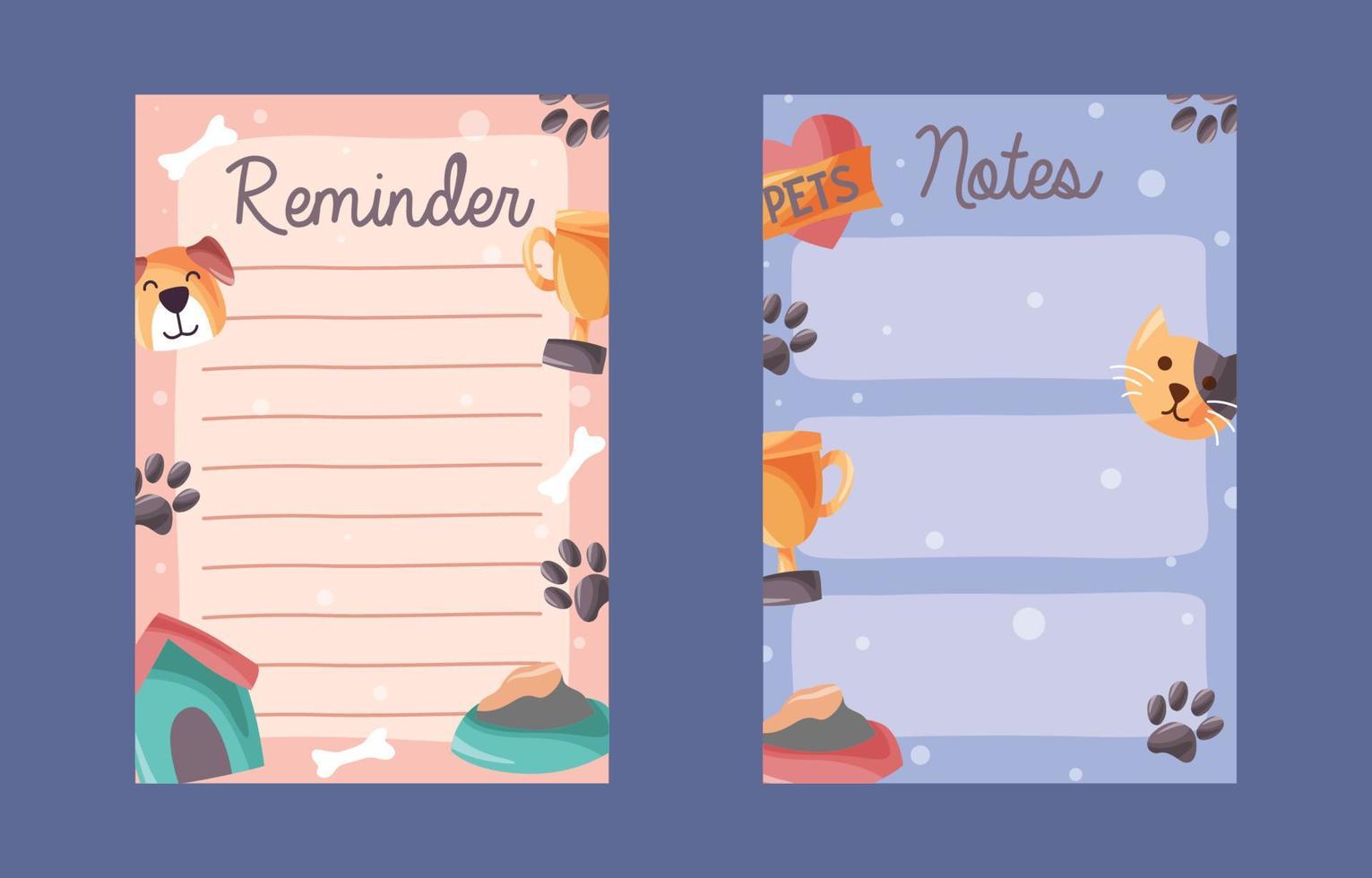 Journal Template Pages with Pet Doodle Element vector