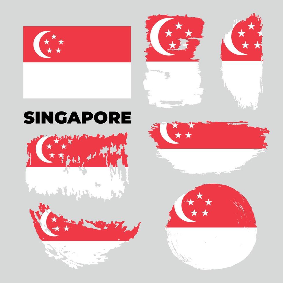 Flag of Singapore in Real Proportion with Switchable Wavelike Gradient. Vector illustration