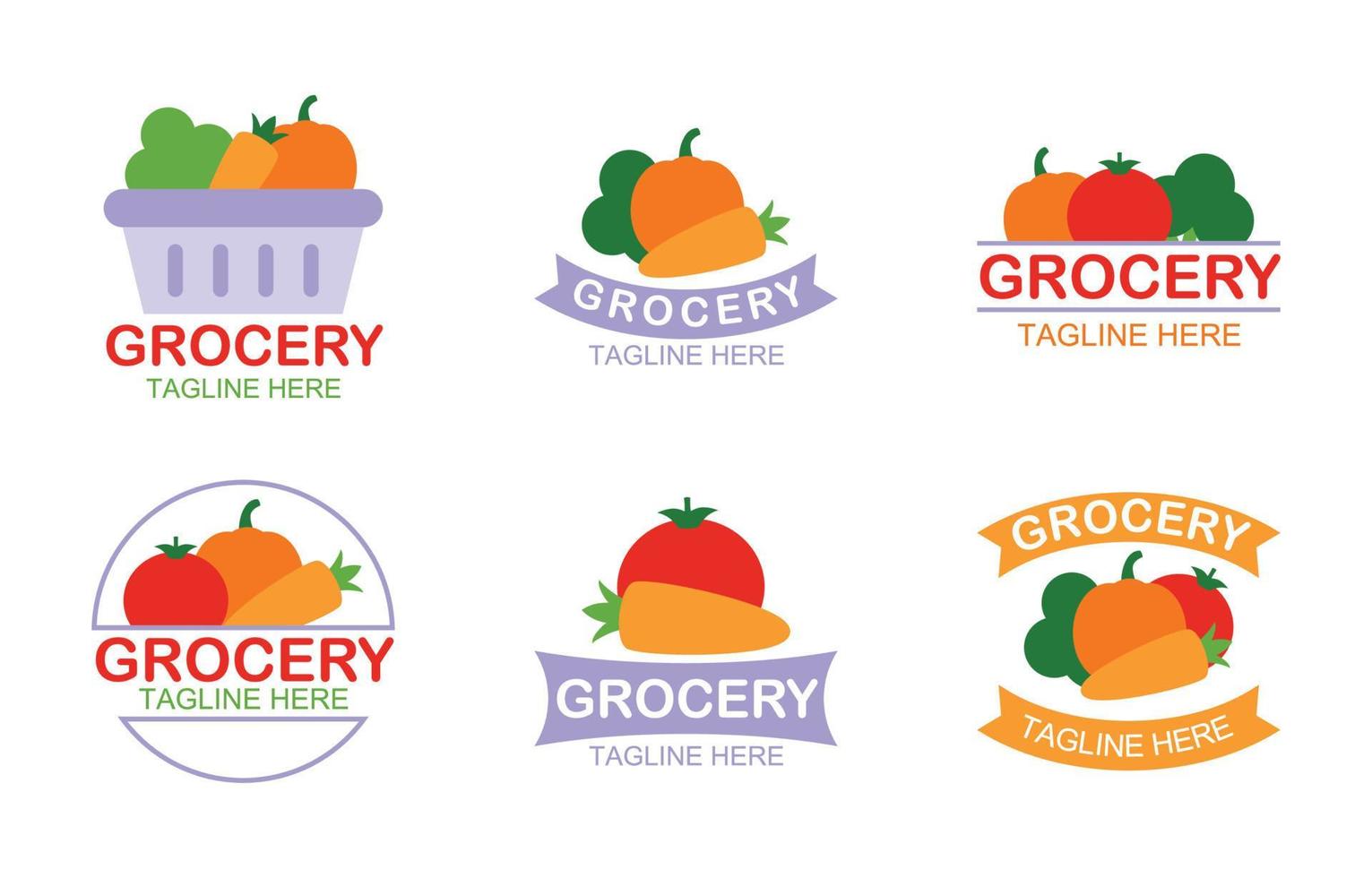 Grocery Fresh Product Logo Collection vector