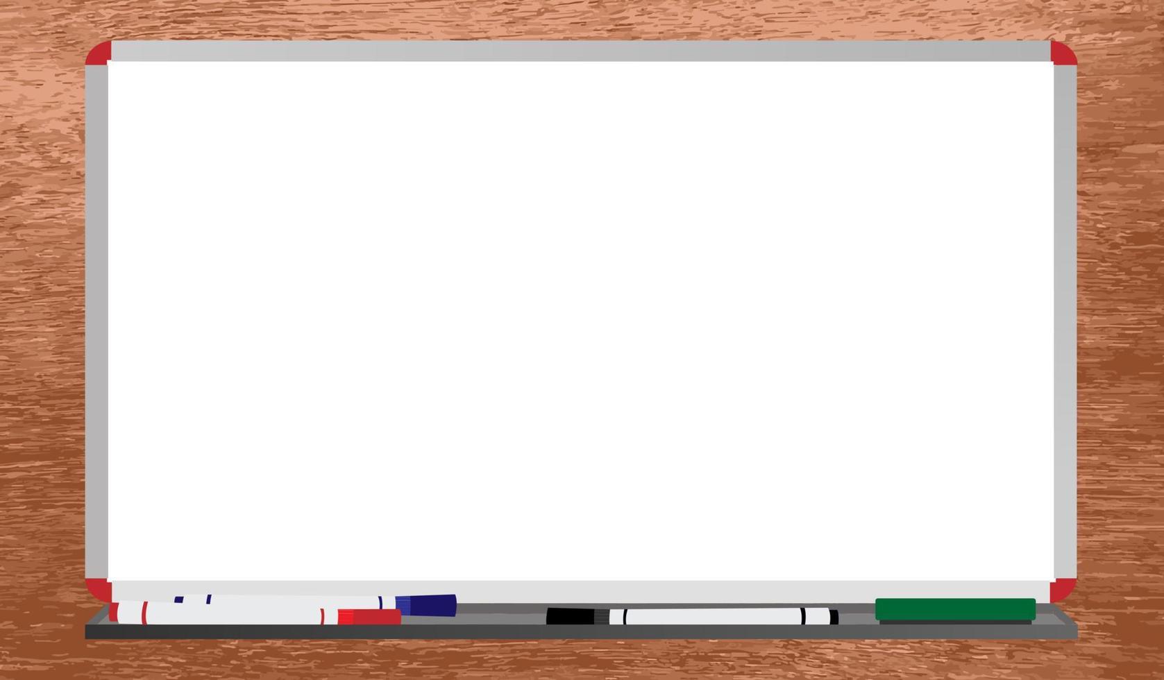 Flat design whiteboard vector in wooden cabinet background