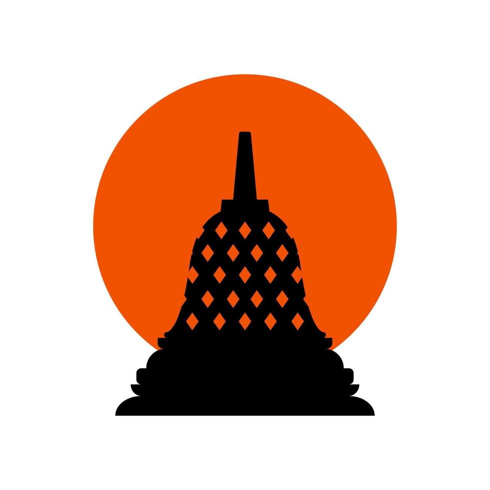 Historic building in the city of Yogyakarta, Borobudur temple. Simple icon design cartoon for vacation travel tourist attractions Borobudur Temple landmark Architecture Landmarks Skyline, Cityscape, vector