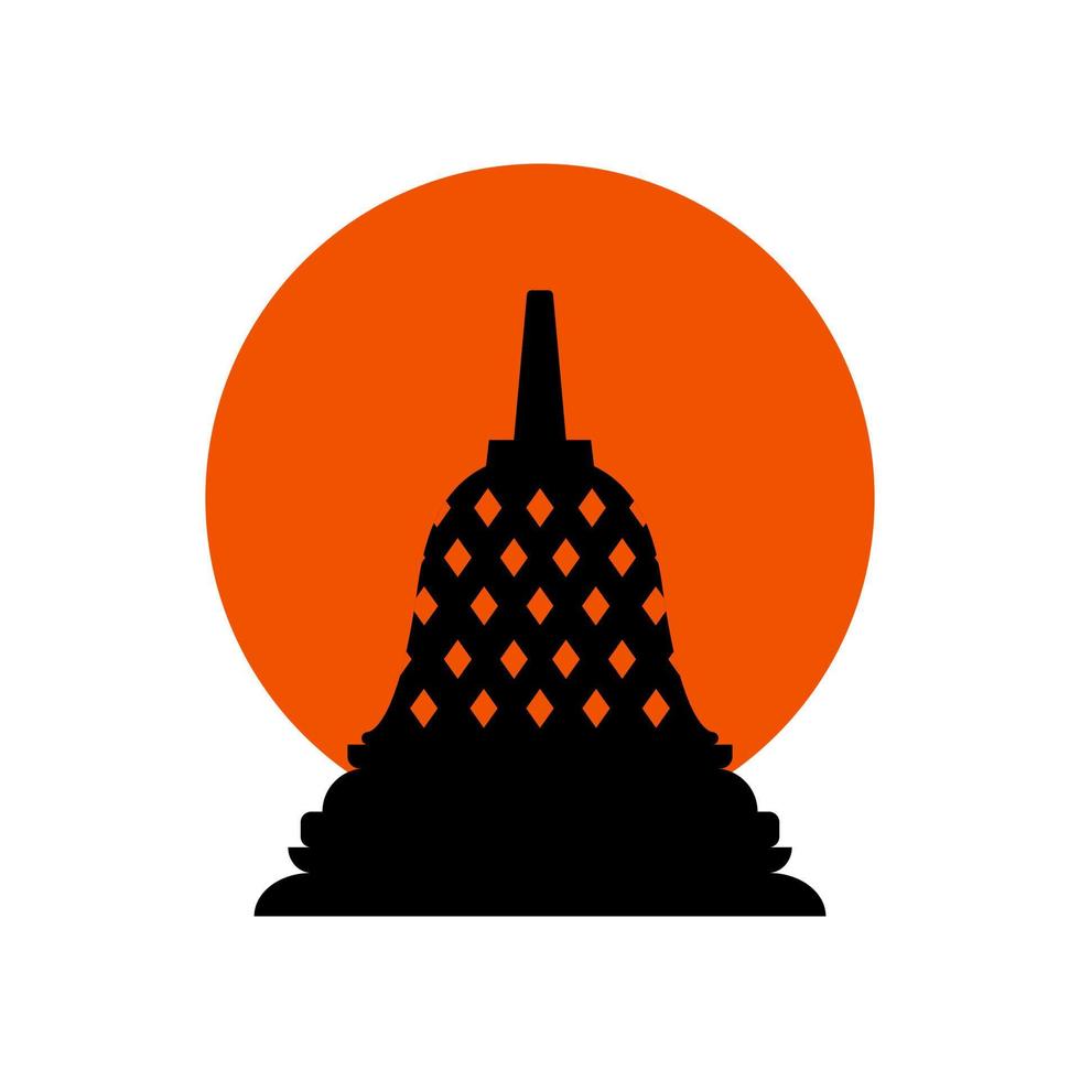 Historic building in the city of Yogyakarta, Borobudur temple. Simple icon design cartoon for vacation travel tourist attractions Borobudur Temple landmark Architecture Landmarks Skyline, Cityscape, vector