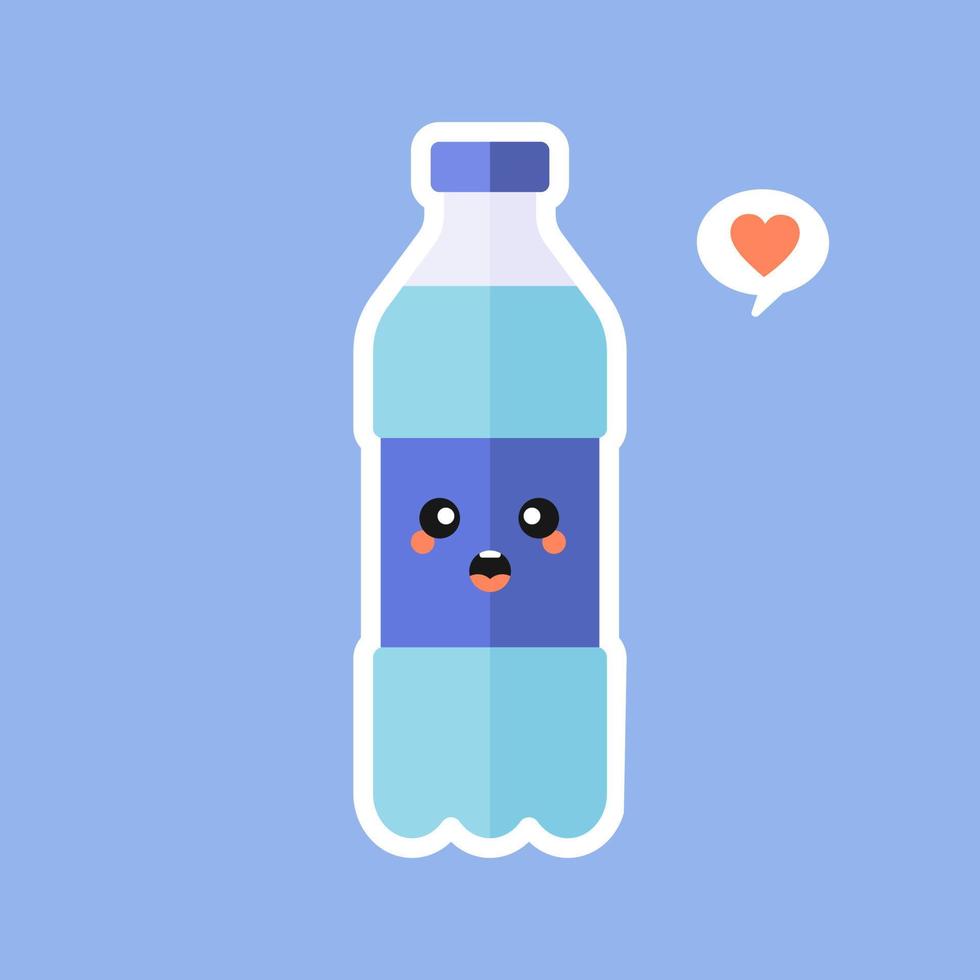 dibujos animados de una botella de ilustración de vector de agua. concepto de bebida para una vida sana y feliz. Ilustración de vector de diseño plano de agua mineral. concepto de nutrición saludable y agua mineral potable.