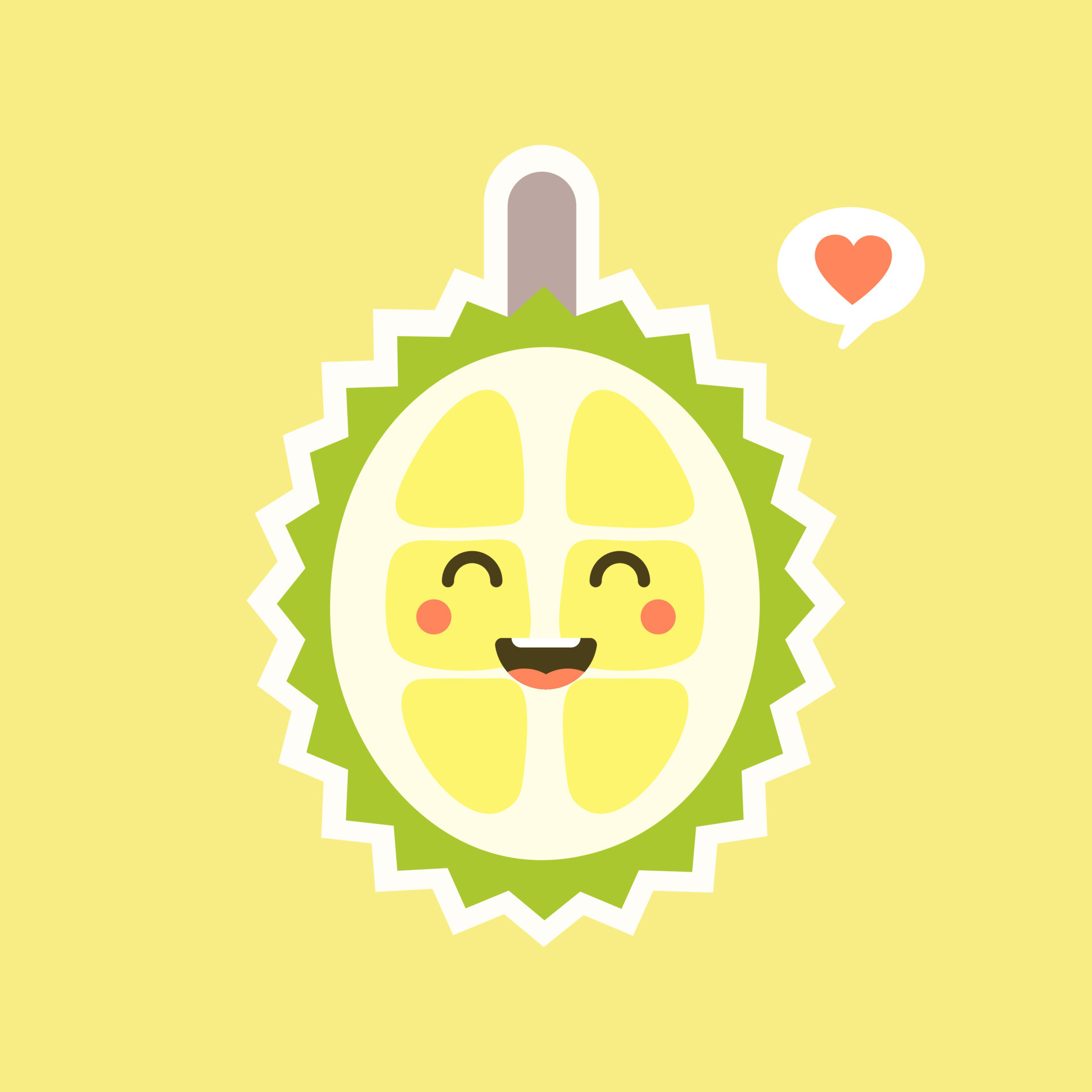 Funny and kawaii durian fruits. Cute Durian character with face ...