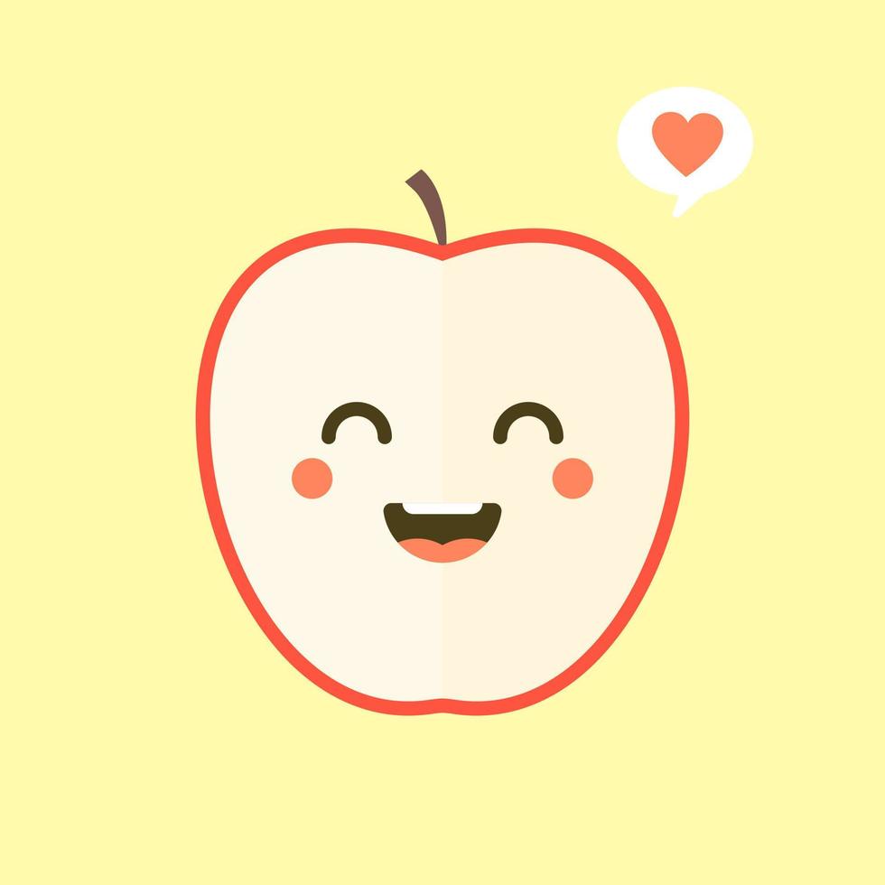 rebanada de ilustración de vector de diseño plano de manzana. manzana en rodajas