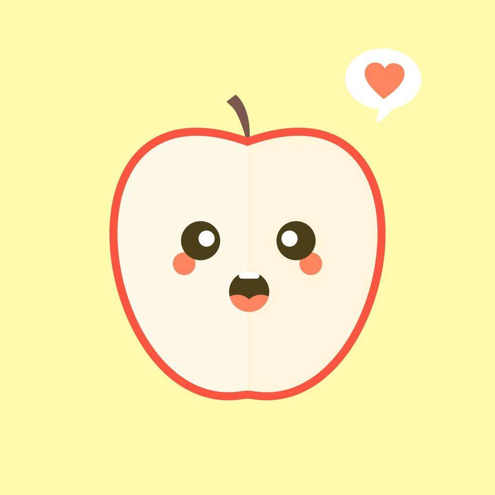 rebanada de ilustración de vector de diseño plano de manzana. manzana en rodajas