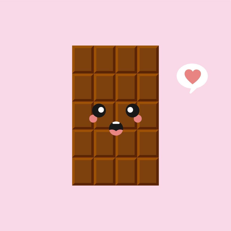 lindos y divertidos personajes de barra de chocolate que muestran varias emociones, ilustración vectorial de dibujos animados aislada en el fondo de color. personajes de barra de chocolate kawaii, mascotas, emoticonos y emoji para web vector