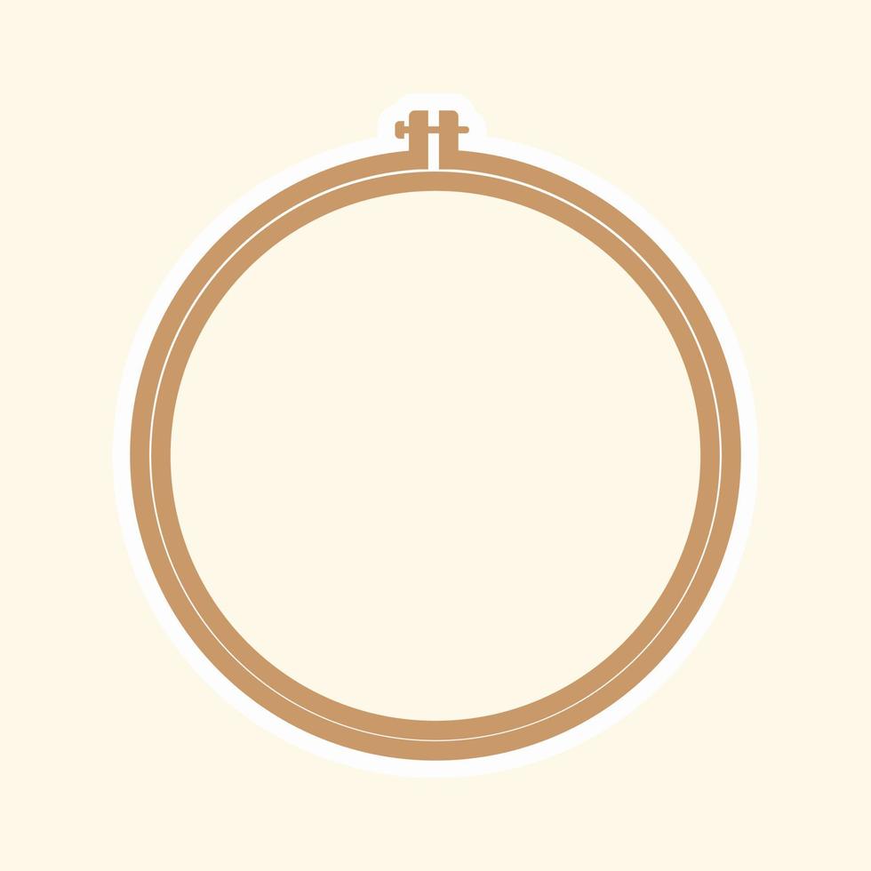 Brown wooden hoop for embroidery. Cross Stitch Hoop Icon, Frame Hoop For Needle Work, Embroidery Hoop Vector Art Illustration