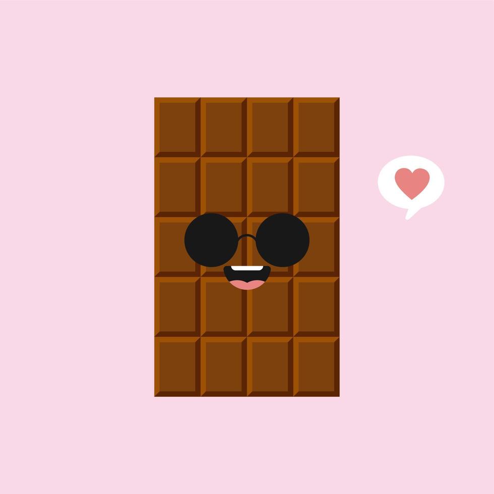 lindos y divertidos personajes de barra de chocolate que muestran varias emociones, ilustración vectorial de dibujos animados aislada en el fondo de color. personajes de barra de chocolate kawaii, mascotas, emoticonos y emoji para web vector