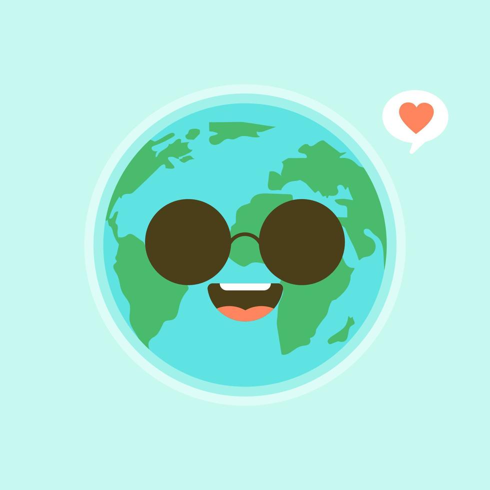 Cute funny world Earth emoji showing emotions of colorful characters vector Illustrations. The Earth, save the planet, save energy, the concept of the Earth day