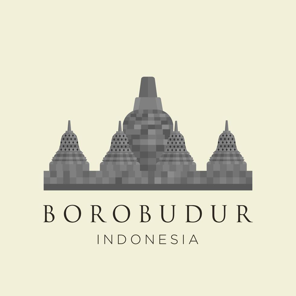 Historic building in the city of Yogyakarta, Borobudur temple. Simple icon design cartoon for vacation travel tourist attractions Borobudur Temple landmark Architecture Landmarks Skyline, Cityscape, vector