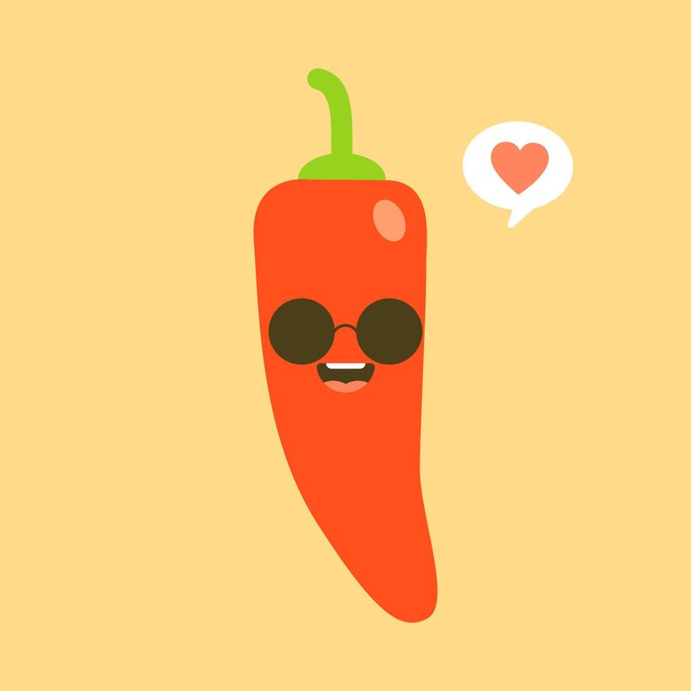 Red Pepper Cartoon Character. Vector illustration of a red chili pepper character wearing sunglasses with the funny expression