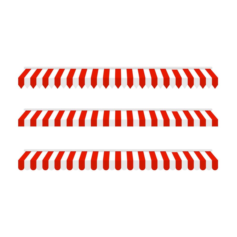 red striped awnings, canopies for the store. Canopy for restaurant, cafe, hotel or store. Tent roof, template for design. vector