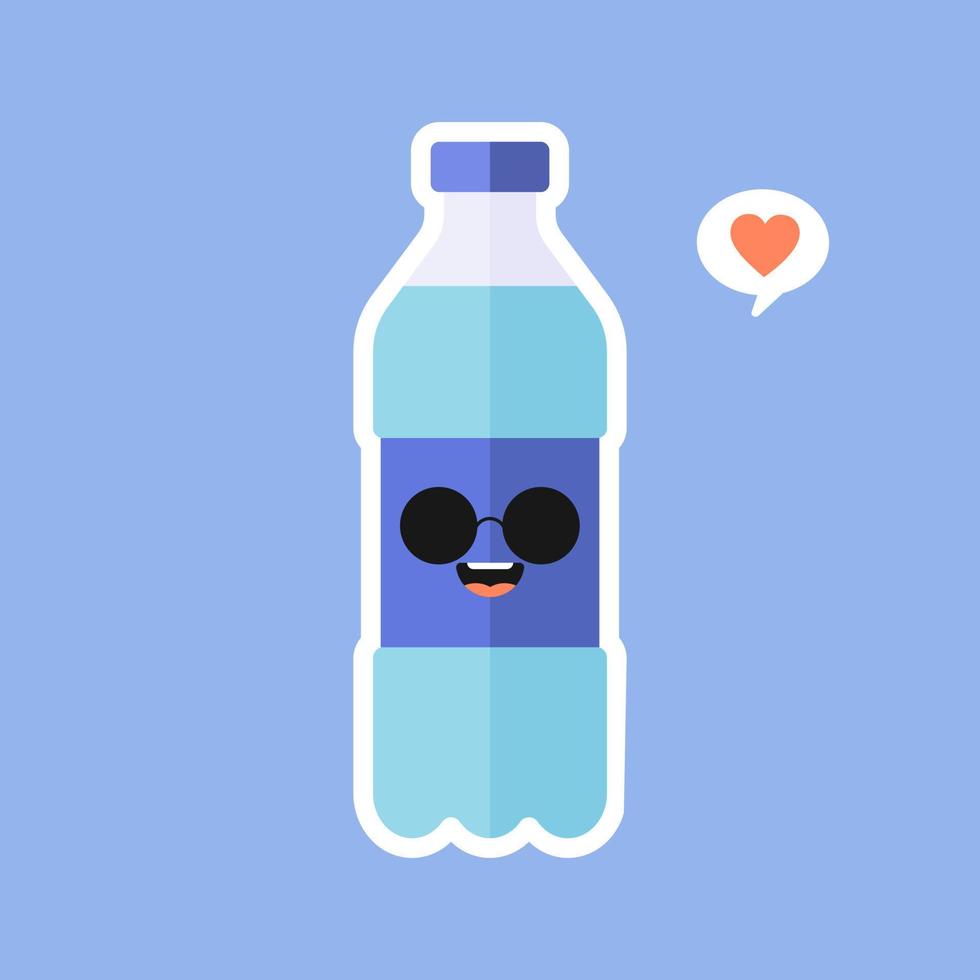 dibujos animados de una botella de ilustración de vector de agua. concepto de bebida para una vida sana y feliz. Ilustración de vector de diseño plano de agua mineral. concepto de nutrición saludable y agua mineral potable.