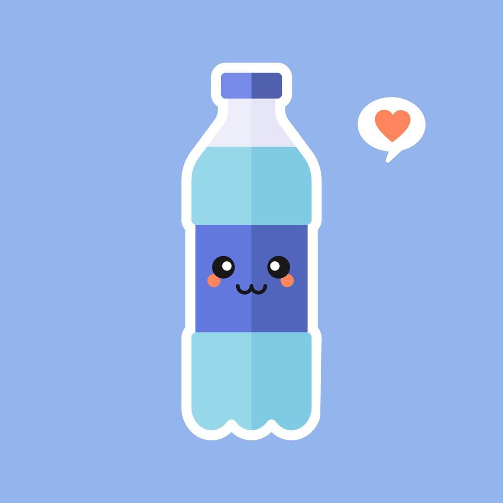 Cartoon a bottle of water vector illustration. concept of drink for healthy and happy life. mineral water flat design vector illustration. Concept for healthy nutrition and drinking mineral water.