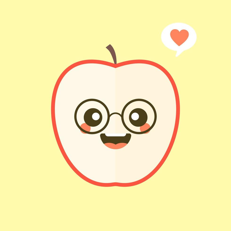 rebanada de ilustración de vector de diseño plano de manzana. manzana en rodajas