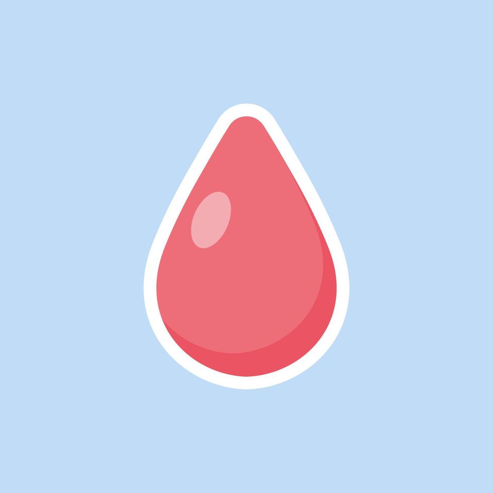 Red blood drop, icon in flat design. Vector illustration. The concept of donating blood