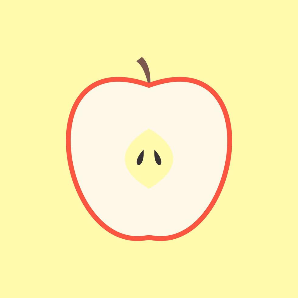 slice of apple flat design vector illustration. sliced apple