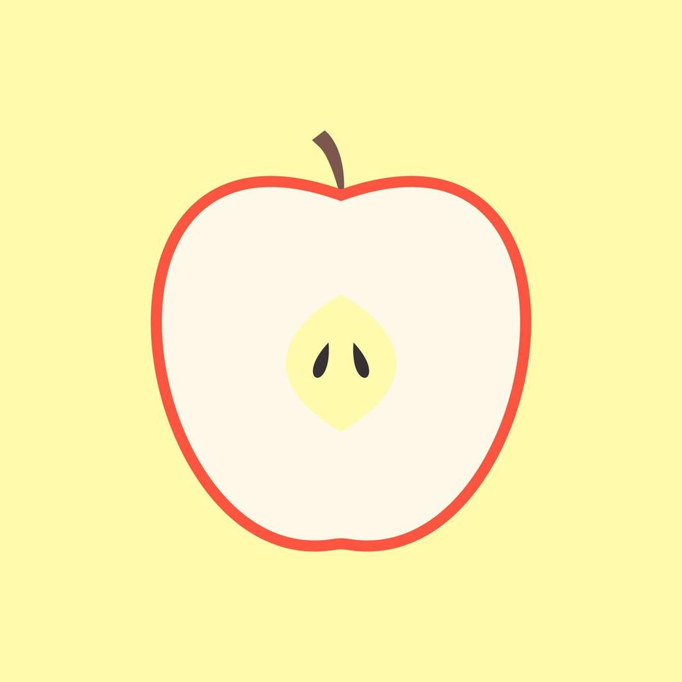 rebanada de ilustración de vector de diseño plano de manzana. manzana en rodajas