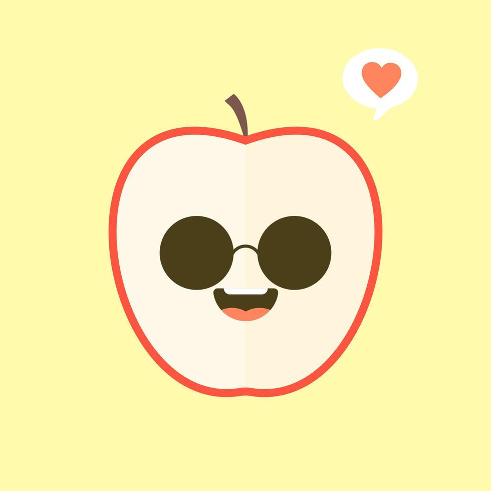 rebanada de ilustración de vector de diseño plano de manzana. manzana en rodajas