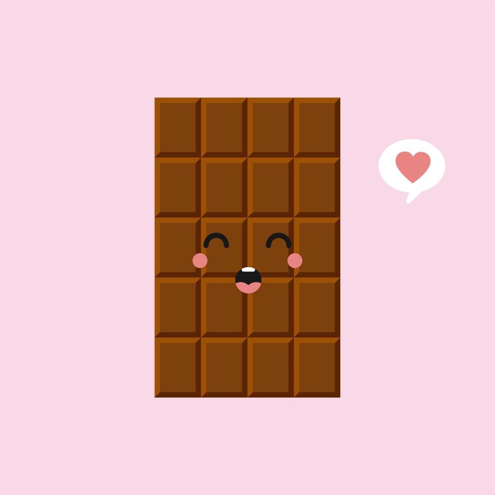 lindos y divertidos personajes de barra de chocolate que muestran varias emociones, ilustración vectorial de dibujos animados aislada en el fondo de color. personajes de barra de chocolate kawaii, mascotas, emoticonos y emoji para web vector