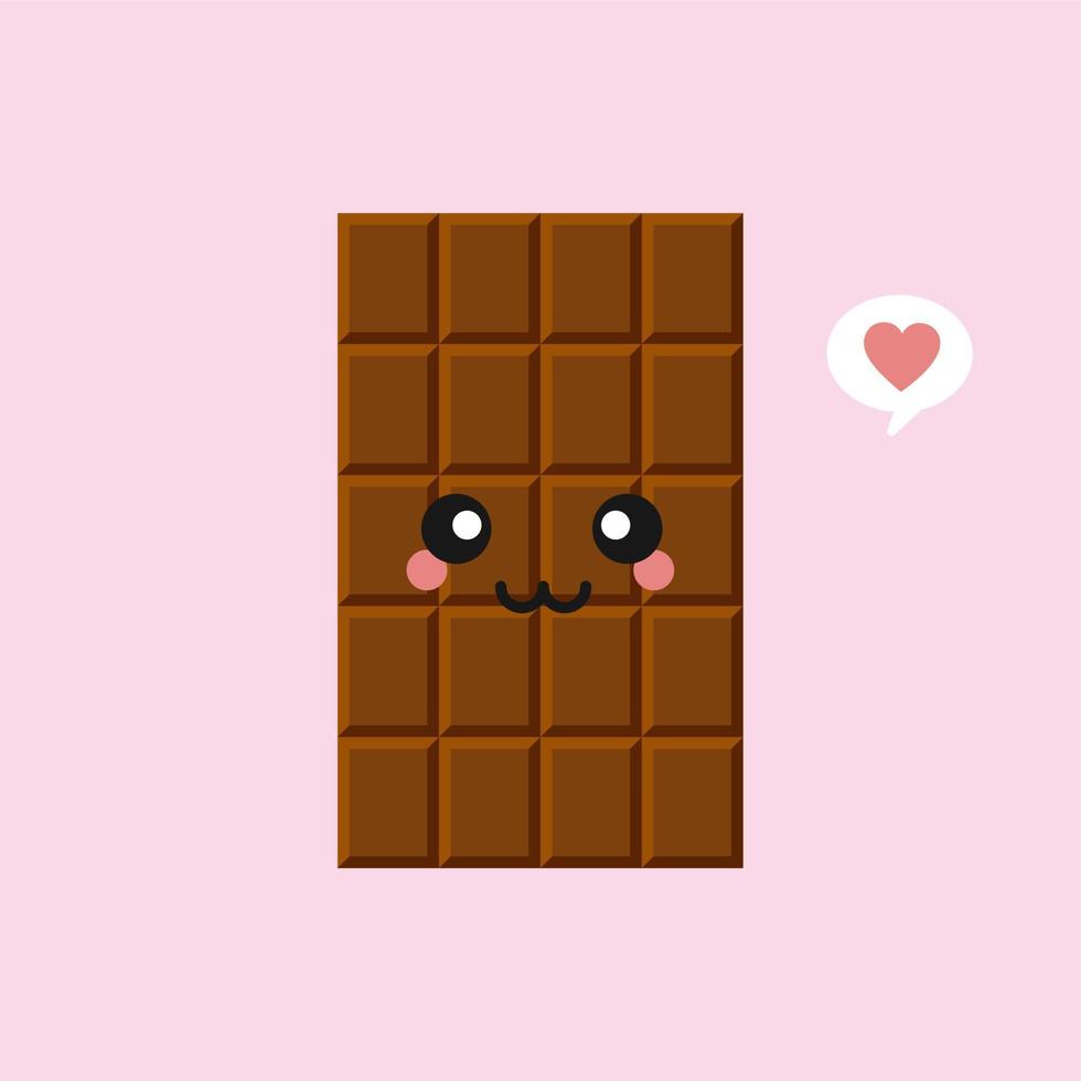 lindos y divertidos personajes de barra de chocolate que muestran varias emociones, ilustración vectorial de dibujos animados aislada en el fondo de color. personajes de barra de chocolate kawaii, mascotas, emoticonos y emoji para web vector