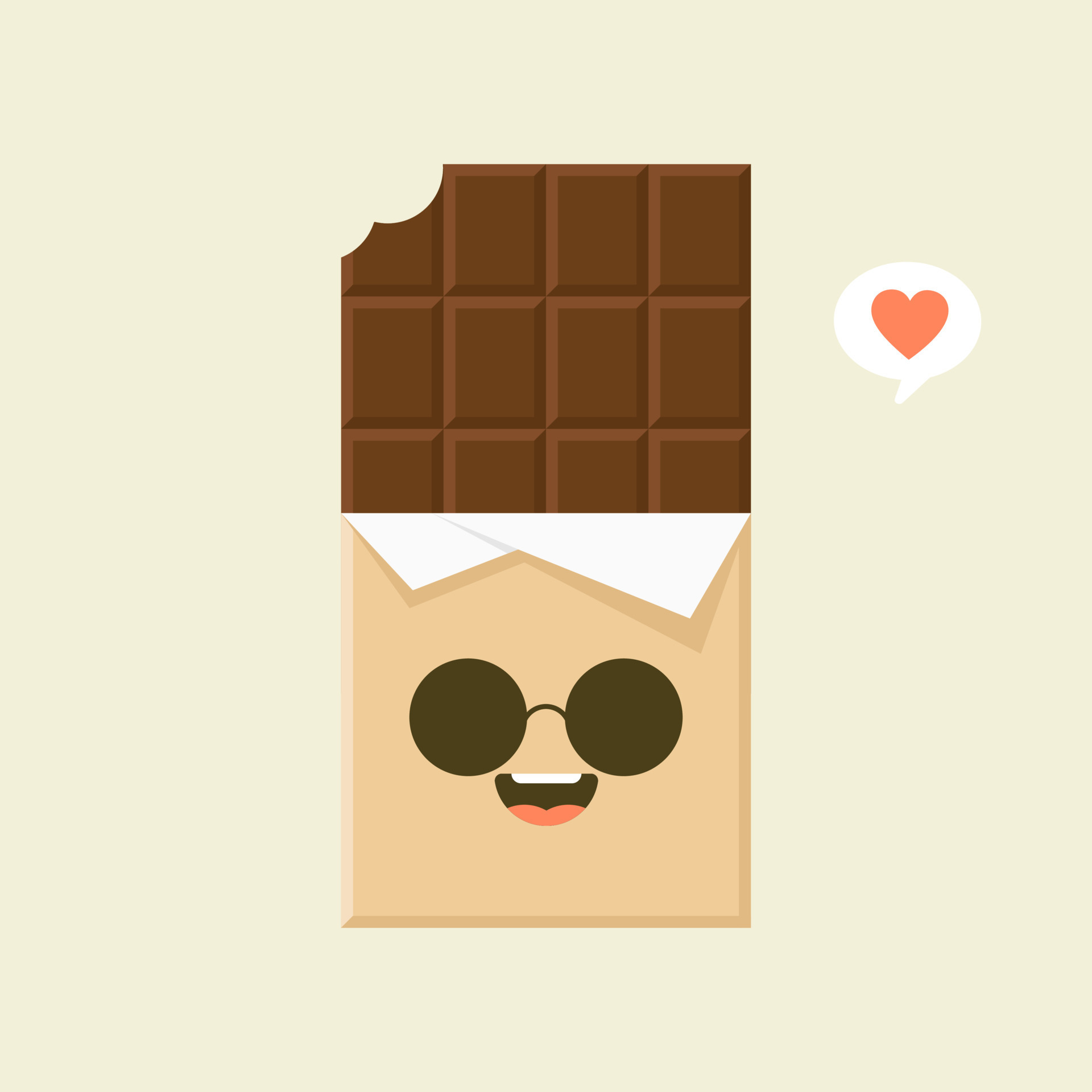 cute and funny chocolate bar characters showing emotions, cartoon