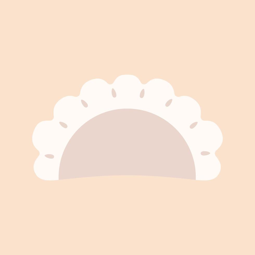 Flat vector icon of pierogi, vareniki, pelmeni or ravioli. Filled dumplings dough. Traditional food of European cuisine. Cooking theme