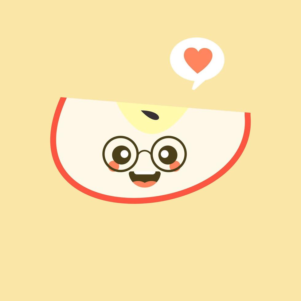 slice of apple flat design vector illustration. sliced apple