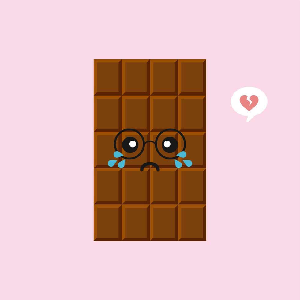 cute and funny chocolate bar characters showing various emotions, cartoon vector illustration isolated on color background. kawaii chocolate bar characters, mascots, emoticons and emoji for web