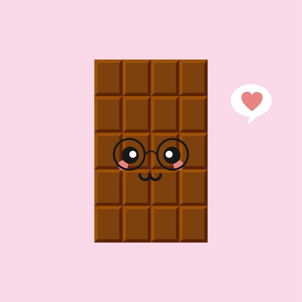 lindos y divertidos personajes de barra de chocolate que muestran varias emociones, ilustración vectorial de dibujos animados aislada en el fondo de color. personajes de barra de chocolate kawaii, mascotas, emoticonos y emoji para web vector